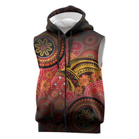 Papua New Guinea Sleeveless Zip Hoodie Birds Of Paradise With Aboriginal Pattern LT05 Red - Polynesian Pride