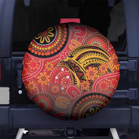 Papua New Guinea Spare Tire Cover Birds Of Paradise With Aboriginal Pattern - Polynesian Pride