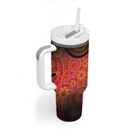 Papua New Guinea Tumbler With Handle Birds Of Paradise With Aboriginal Pattern - Polynesian Pride