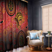 Papua New Guinea Window Curtain Birds Of Paradise With Aboriginal Pattern - Polynesian Pride