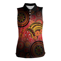 Papua New Guinea Women Sleeveless Polo Shirt Birds Of Paradise With Aboriginal Pattern LT05 Female Red - Polynesian Pride