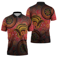 Papua New Guinea Zipper Polo Shirt Birds Of Paradise With Aboriginal Pattern LT05 - Polynesian Pride