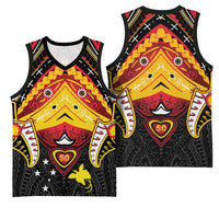 Papua New Guinea Independence Day Basketball Jersey Tribal Mask - Polynesian Pride