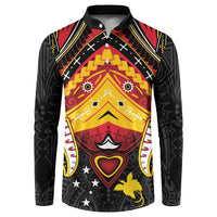 Papua New Guinea Independence Day Button Sweatshirt Tribal Mask LT05 Red - Polynesian Pride