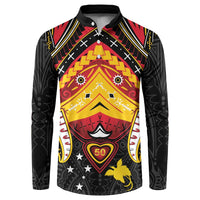 Papua New Guinea Independence Day Button Sweatshirt Tribal Mask LT05 Red - Polynesian Pride