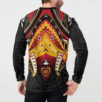 Papua New Guinea Independence Day Button Sweatshirt Tribal Mask LT05 - Polynesian Pride