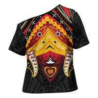 Papua New Guinea Independence Day Cross Shoulder Shirt Tribal Mask LT05 - Polynesian Pride