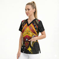 Papua New Guinea Independence Day Scrub Top Tribal Mask LT05 - Polynesian Pride