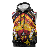Papua New Guinea Independence Day Sleeveless Zip Hoodie Tribal Mask LT05 Red - Polynesian Pride