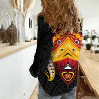 Papua New Guinea Independence Day Women Casual Shirt Tribal Mask - Polynesian Pride