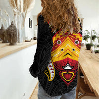 Papua New Guinea Independence Day Women Casual Shirt Tribal Mask LT05 - Polynesian Pride