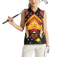 Papua New Guinea Independence Day Women Sleeveless Polo Shirt Tribal Mask LT05 - Polynesian Pride