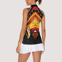 Papua New Guinea Independence Day Women Sleeveless Polo Shirt Tribal Mask LT05 - Polynesian Pride