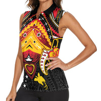 Papua New Guinea Independence Day Women Sleeveless Polo Shirt Tribal Mask LT05 - Polynesian Pride