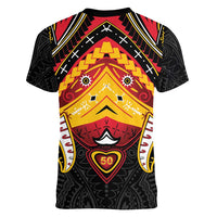 Papua New Guinea Independence Day Women V-Neck T-Shirt Tribal Mask LT05 - Polynesian Pride