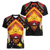 Papua New Guinea Independence Day Women V-Neck T-Shirt Tribal Mask LT05 - Polynesian Pride