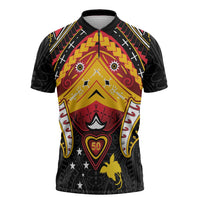 Papua New Guinea Independence Day Zipper Polo Shirt Tribal Mask LT05 Red - Polynesian Pride