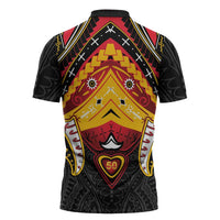 Papua New Guinea Independence Day Zipper Polo Shirt Tribal Mask LT05 - Polynesian Pride