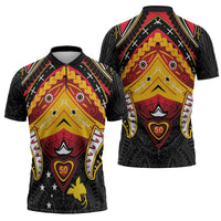 Papua New Guinea Independence Day Zipper Polo Shirt Tribal Mask LT05 - Polynesian Pride