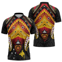 Papua New Guinea Independence Day Zipper Polo Shirt Tribal Mask LT05 - Polynesian Pride