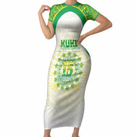 Kuki Independence 2026 Short Sleeve Bodycon Dress Cook Islands 15 Finest White Version