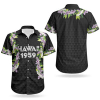 Hawaii Statehood Day Couples Matching Off Shoulder Short Dress and Hawaiian Shirt Kakau Pattern With Maile Pikake Honohono Lei LT05 - Polynesian Pride