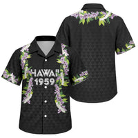 Hawaii Statehood Day Family Matching Summer Maxi Dress and Hawaiian Shirt Kakau Pattern With Maile Pikake Honohono Lei LT05 Son's Shirt Black - Polynesian Pride