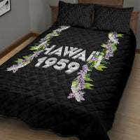 Hawaii Statehood Day Quilt Bed Set Kakau Pattern With Maile Pikake Honohono Lei