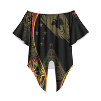 Papua New Guinea Hapi De Bilong Indipendens Off Shoulder Wrap Waist Top Special Style LT05 Black - Polynesian Pride