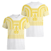 Philippines Filipinos Women V-Neck T-Shirt Igorot Tribal Pattern White