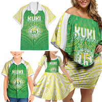 Kuki Independence 2026 Family Matching Off Shoulder Short Dress and Hawaiian Shirt Cook Islands 15 Finest Green Version LT05 - Polynesian Pride