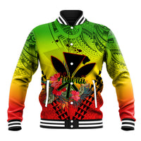 Personalized Hawaii Baseball Jacket Kakau Kanaka Maoli With Hibiscus Flowers LT05 Unisex Reggae - Polynesian Pride