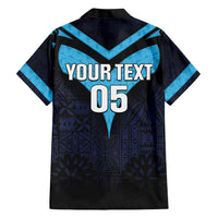 Custom Fiji Kaiviti Rugby Family Matching Short Sleeve Bodycon Dress and Hawaiian Shirt Fiji Tapa Pattern