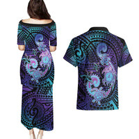 Hawaii Makahiki Turtle Couples Matching Puletasi and Hawaiian Shirt Spiral Polynesian Tattoo LT05 - Polynesian Pride