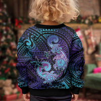 Hawaii Makahiki Turtle Kid Ugly Christmas Sweater Spiral Polynesian Tattoo