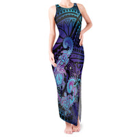 Hawaii Makahiki Turtle Tank Maxi Dress Spiral Polynesian Tattoo LT05 Women Purple - Polynesian Pride