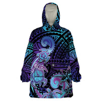 Hawaii Makahiki Turtle Wearable Blanket Hoodie Spiral Polynesian Tattoo LT05 One Size Purple - Polynesian Pride