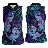 Hawaii Makahiki Turtle Women Sleeveless Polo Shirt Spiral Polynesian Tattoo LT05 - Polynesian Pride