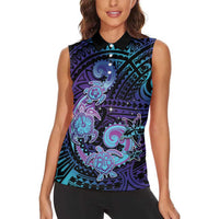 Hawaii Makahiki Turtle Women Sleeveless Polo Shirt Spiral Polynesian Tattoo LT05 - Polynesian Pride