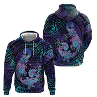 Hawaii Makahiki Turtle Zip Hoodie Spiral Polynesian Tattoo