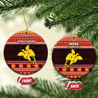 Papua New Guinea Christmas Ceramic Ornament Santa Raggiana LT05 Circle Red - Polynesian Pride