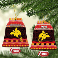 Papua New Guinea Christmas Ceramic Ornament Santa Raggiana LT05 Bell Flake Red - Polynesian Pride