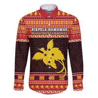 Papua New Guinea Christmas Family Matching Summer Maxi Dress and Hawaiian Shirt Santa Raggiana LT05 Dad's Shirt - Long Sleeve Red - Polynesian Pride