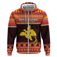 Papua New Guinea Christmas Hoodie Santa Raggiana LT05 Zip Hoodie Red - Polynesian Pride