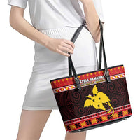 Papua New Guinea Christmas Leather Tote Bag Santa Raggiana LT05 - Polynesian Pride