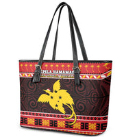 Papua New Guinea Christmas Leather Tote Bag Santa Raggiana LT05 - Polynesian Pride
