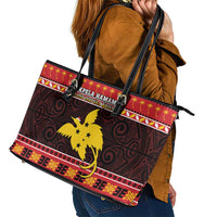 Papua New Guinea Christmas Leather Tote Bag Santa Raggiana LT05 - Polynesian Pride