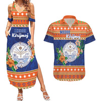Marshall Islands Christmas Couples Matching Summer Maxi Dress and Hawaiian Shirt Marshallese Seal Meddi Kirijmoj
