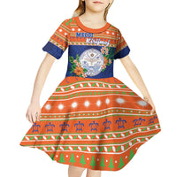 Marshall Islands Christmas Kid Short Sleeve Dress Marshallese Seal Meddi Kirijmoj