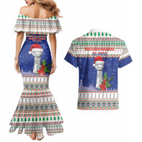 Northern Mariana Islands Christmas Couples Matching Mermaid Dress and Hawaiian Shirt Poinsettia Filis Pasgua